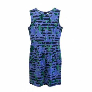 Diane von Furstenberg DVF Silk Blue Lily Crossing Floral Mini Sheath Dress‎ US 8